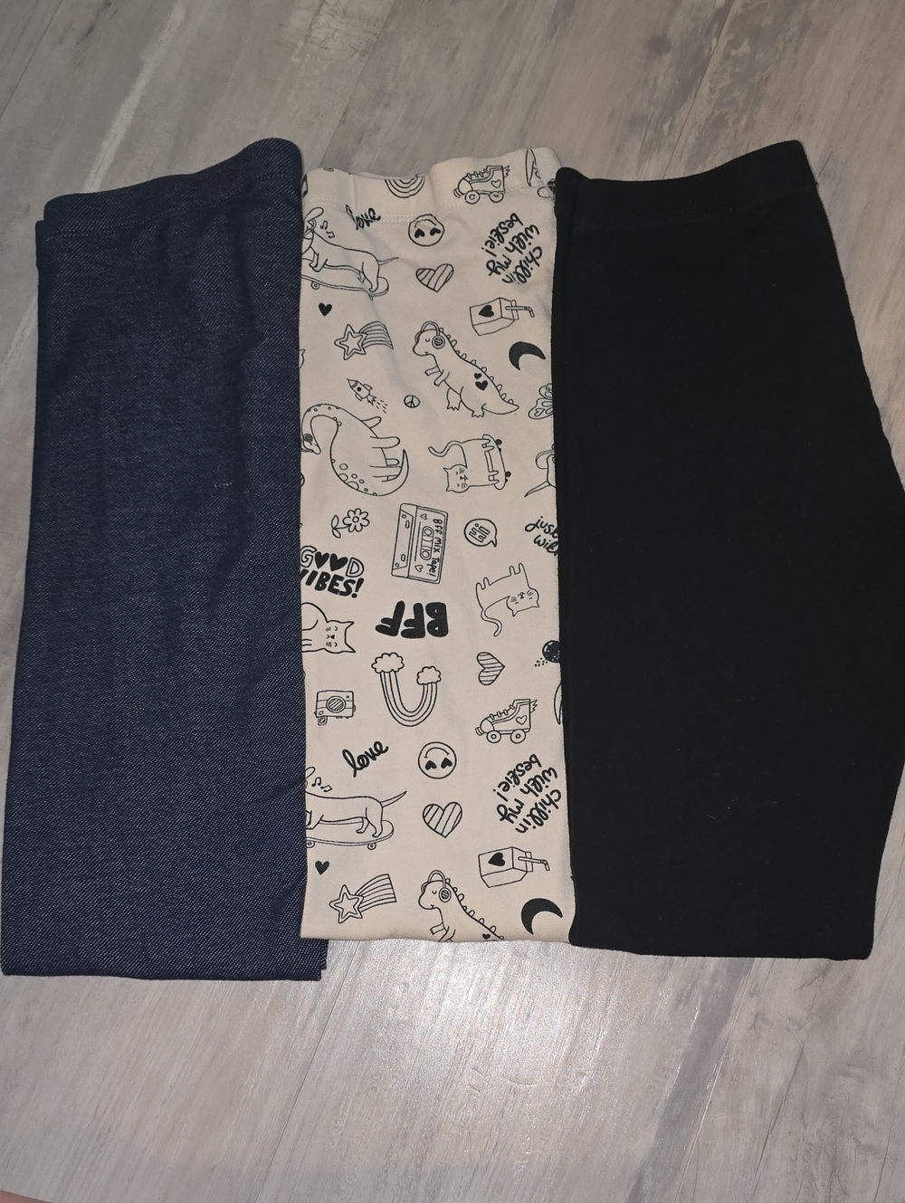 wonder nation 3-Pack Leggings Set - Black, Navy & Cream Dino Print